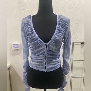 Zara Mesh Long Sleeve Jacket Blue Size M‎